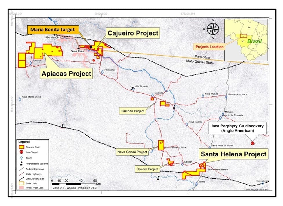 Altamira Gold identifica forte anomalia magnética entre o Mato Grosso e o Pará
