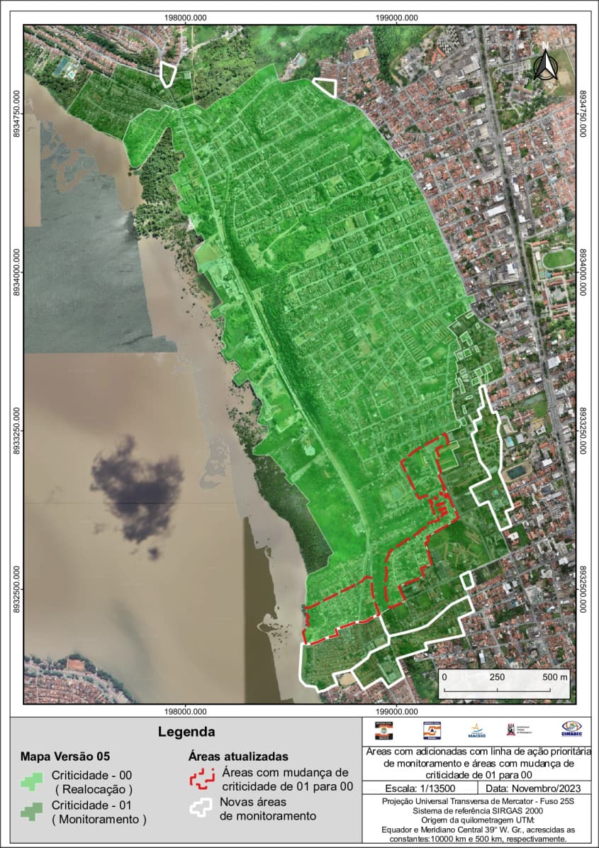 Defesa Civil atualiza mapa de risco de afundamento dos bairros
